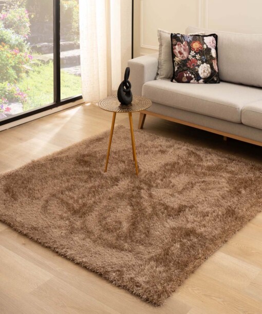 Vierkant hoogpolig vloerkleed velvet - Posh bruin