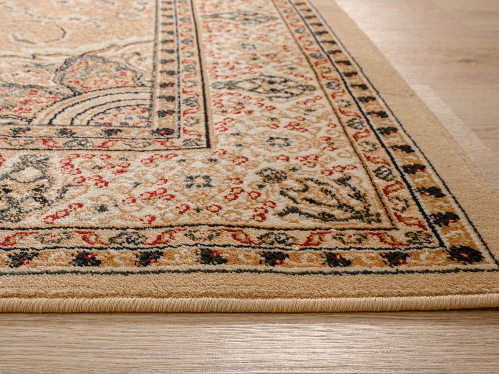 Perzisch tapijt - Mirage Majesty groen/beige - close up, thumbnail