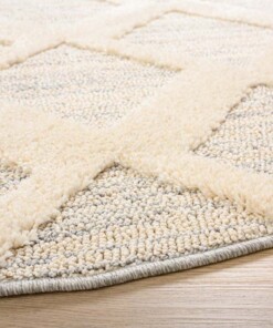 Rond vloerkleed Scandinavisch - Fjord Dvale grijs/crème - close up
