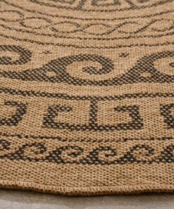 Jute buitenkleed rond - Sunset Shores beige/zwart - close up