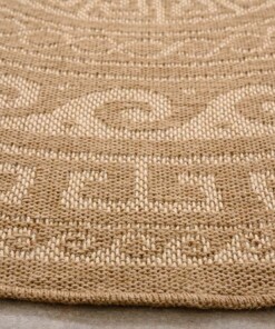 Jute buitenkleed rond - Sunset Shores beige/wit - close up