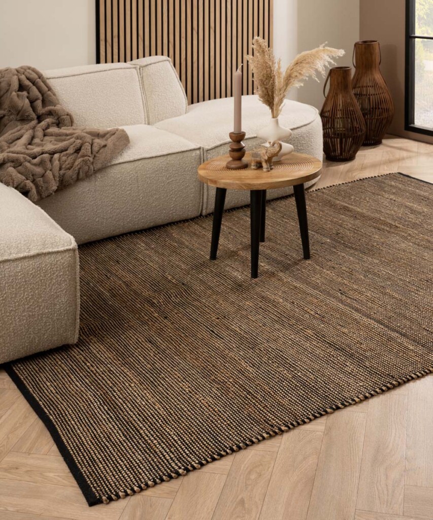 Tribe Jute - Beige / Zwart 200 x 300 cm Jute Vloerkleed