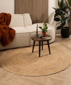 Jute vloerkleed rond - Braided - naturel