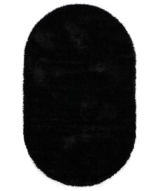 Ovaal hoogpolig vloerkleed velvet - Posh zwart - overzicht, thumbnail