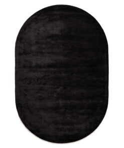 Viscose vloerkleed ovaal - Pearl zwart - overzicht
