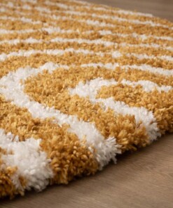 Rond vloerkleed Scandinavisch - Cozy Arch okergeel - close up, thumbnail