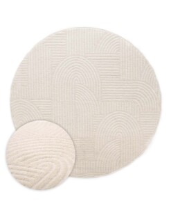 Rond vloerkleed Scandinavisch - Contour Bend crème - overzicht