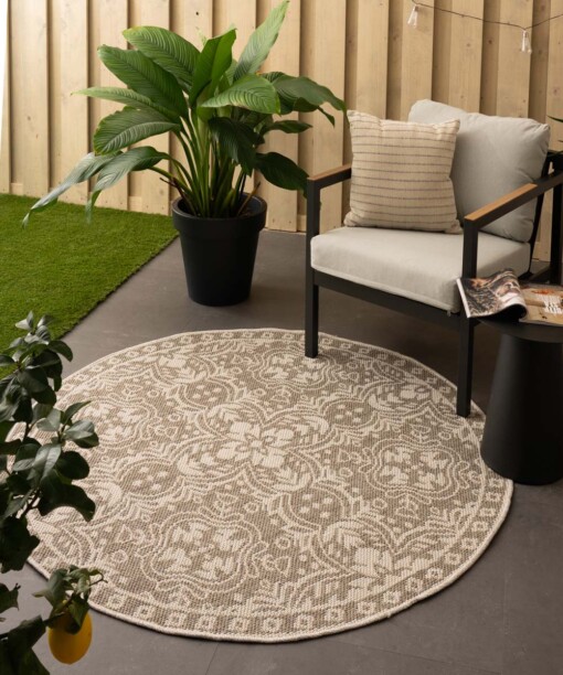 Rond buitenkleed Sunny Oriental - crème/beige