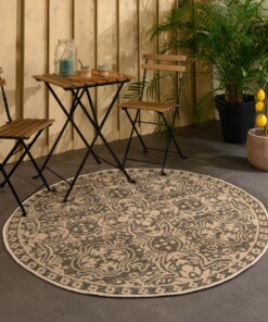 Rond buitenkleed Sunny Oriental - beige/zwart - sfeer