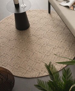 Rond buitenkleed - Var beige