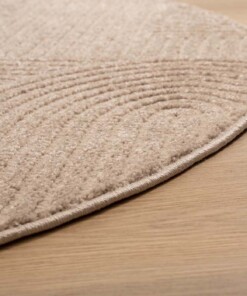 Rond vloerkleed Scandinavisch - Contour Curve beige - close up, thumbnail