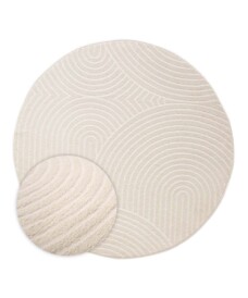 Rond vloerkleed Scandinavisch - Contour Curve crème - overzicht, thumbnail Rond vloerkleed Scandinavisch - Contour Curve crème - overzicht, thumbnail