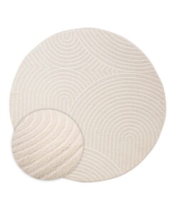 Rond vloerkleed Scandinavisch - Contour Curve crème - overzicht