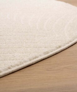 Rond vloerkleed Scandinavisch - Contour Leaf crème - close up, thumbnail Rond vloerkleed Scandinavisch - Contour Leaf crème - close up, thumbnail