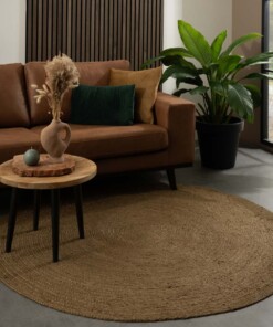 Rond jute vloerkleed - Pure - olijfgroen [special edition]