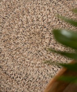 Rond vloerkleed katoen - Joy beige/wit