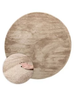 Velours vloerkleed rond - Flair beige - overzicht