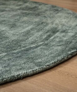 Viscose vloerkleed rond - Glamour azuurblauw - close up, thumbnail