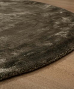 Viscose vloerkleed rond - Pearl olijfgroen - close up, thumbnail Viscose vloerkleed rond - Pearl olijfgroen - close up, thumbnail