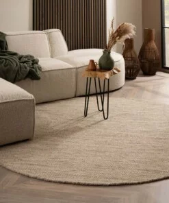 Rond wollen vloerkleed - Ulstein naturel/grijs