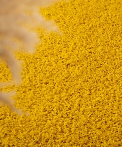 Hoogpolig vloerkleed shaggy Trend effen - geel - close up, thumbnail