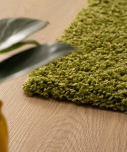 Vierkant hoogpolig vloerkleed shaggy Trend effen - groen - close up, thumbnail