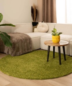 Hoogpolig vloerkleed shaggy Trend effen rond - groen - sfeer