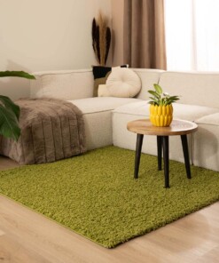 Vierkant hoogpolig vloerkleed shaggy Trend effen - groen - sfeer
