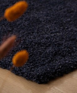 Hoogpolige loper shaggy Trend effen - marineblauw - close up, thumbnail Hoogpolige loper shaggy Trend effen - marineblauw - close up, thumbnail
