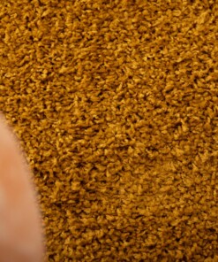 Hoogpolige loper shaggy Trend effen - okergeel - close up, thumbnail
