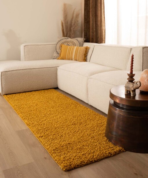Hoogpolige loper shaggy Trend effen - okergeel - sfeer