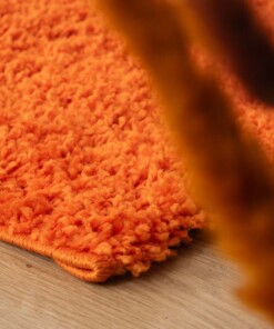 Hoogpolige loper shaggy Trend effen - oranje - close up, thumbnail