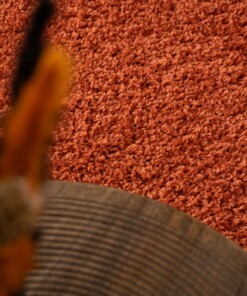 Hoogpolig vloerkleed shaggy Trend effen - terracotta - close up