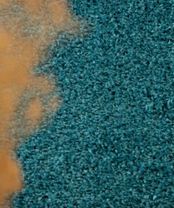 Hoogpolig vloerkleed shaggy Trend effen - turquoise - close up