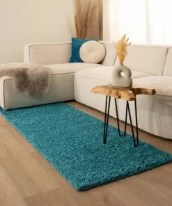 Hoogpolige loper shaggy Trend effen - turquoise - sfeer