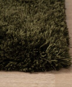 Shaggy vloerkleed - Meadow olijfgroen - close up, thumbnail