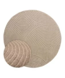 Rond vloerkleed Scandinavisch - Contour Curve beige - overzicht, thumbnail Rond vloerkleed Scandinavisch - Contour Curve beige - overzicht, thumbnail