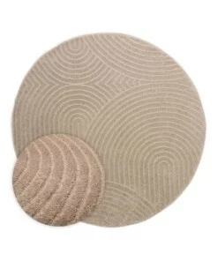 Rond vloerkleed Scandinavisch - Contour Curve beige - overzicht