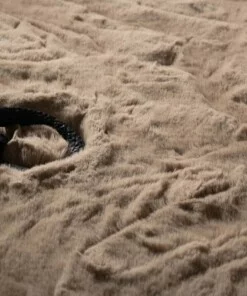 Fluffy vloerkleed - Comfy Deluxe taupe - close up, thumbnail