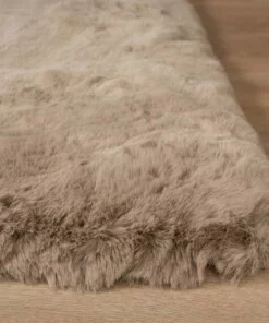 Fluffy vloerkleed - Comfy Deluxe taupe - close up, thumbnail