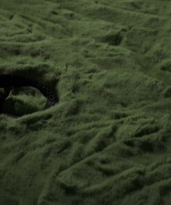 Fluffy vloerkleed vierkant - Comfy Deluxe olijfgroen - close up, thumbnail