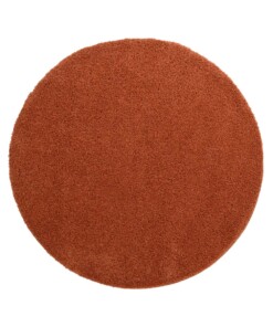 Hoogpolig vloerkleed shaggy Trend effen rond - terracotta - overzicht