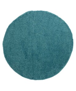 Hoogpolig vloerkleed shaggy Trend effen rond - turquoise - overzicht