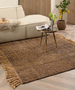 Jute vloerkleed vierkant - Chunky bruin/naturel - sfeer, thumbnail