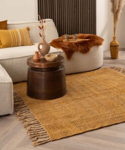 Jute vloerkleed vierkant - Chunky goud/naturel - sfeer