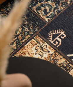 Patchwork vloerkleed - Fade No.1 olijfgroen - close up, thumbnail Patchwork vloerkleed - Fade No.1 olijfgroen - close up, thumbnail