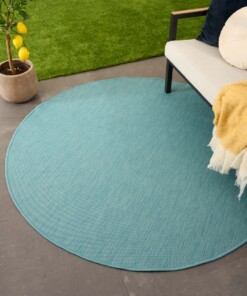 Rond Buitenkleed effen - Flip turquoise