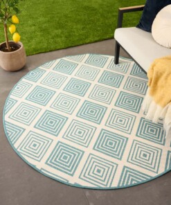 Rond Buitenkleed ruit - Flip Gem turquoise