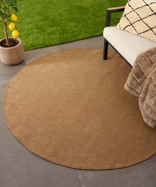 Rond buitenkleed effen - Flip lichtbruin