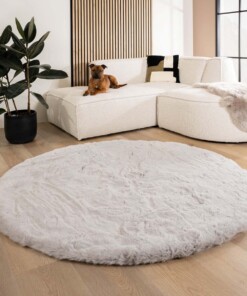 Fluffy vloerkleed rond - Comfy Deluxe lichtgrijs - sfeer, thumbnail